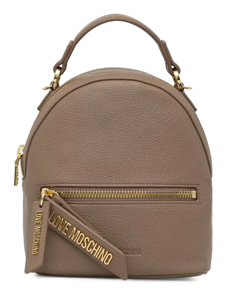 Moschino Rucksack mit Logo-Schild - Nude Nude