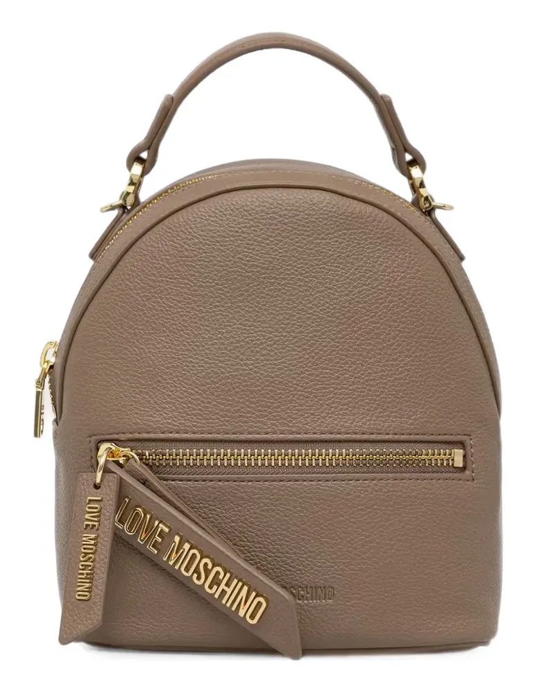 Moschino Rucksack mit Logo-Schild - Nude Nude