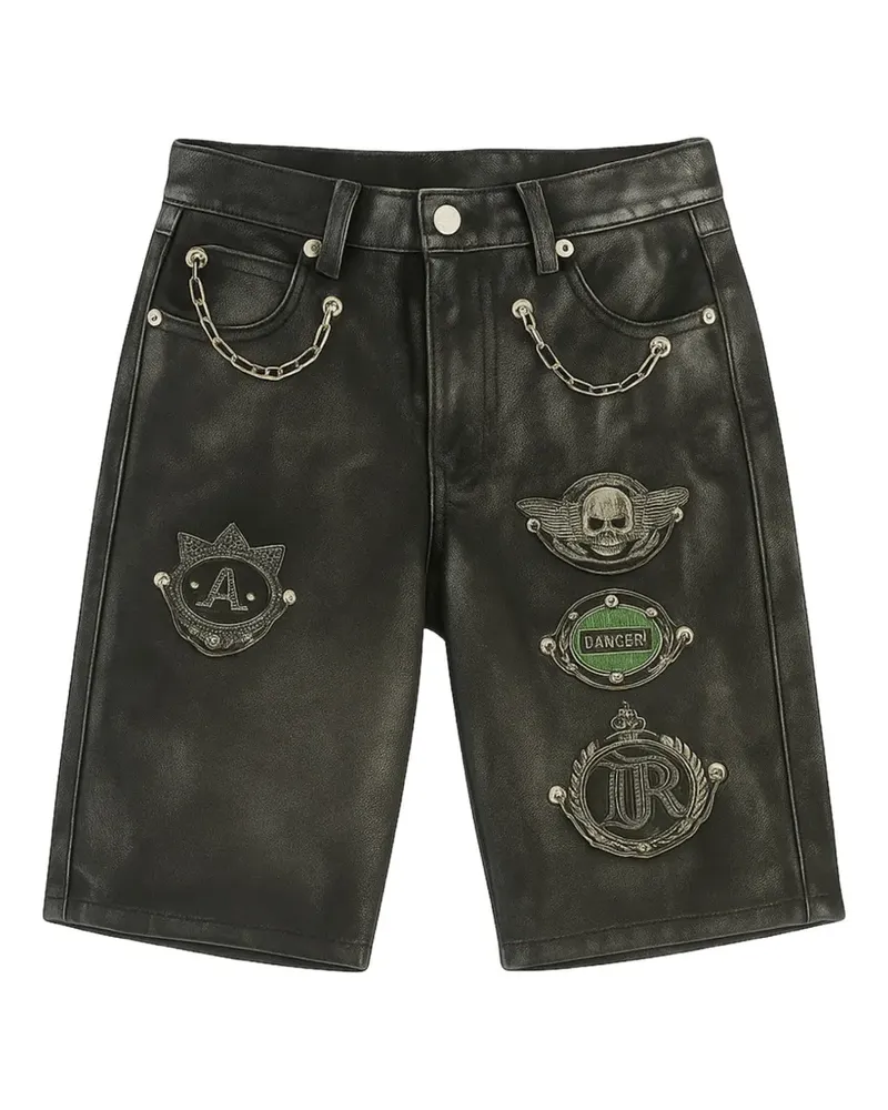 John Richmond Shorts mit Applikation - Schwarz Schwarz