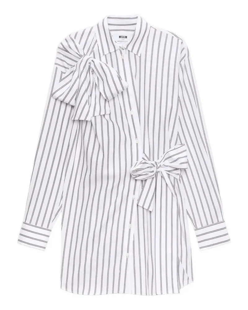 MSGM Gestreiftes Hemdkleid mit Schleife - Weiß Weiß