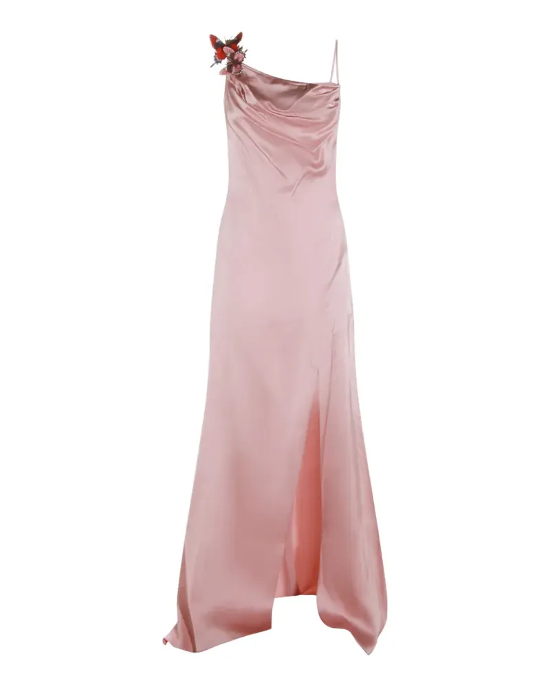 Blumarine Drapiertes Abendkleid mit Schmetterlingsapplikation - Rosa Rosa
