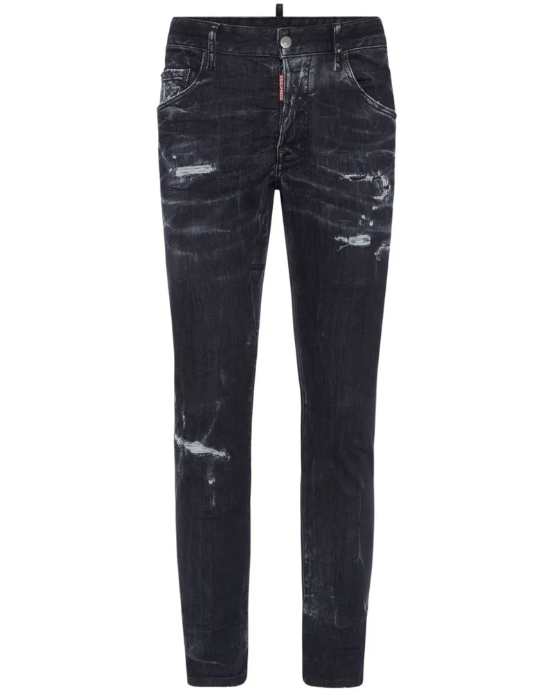 Dsquared2 Schmale Distressed-Jeans - Schwarz Schwarz
