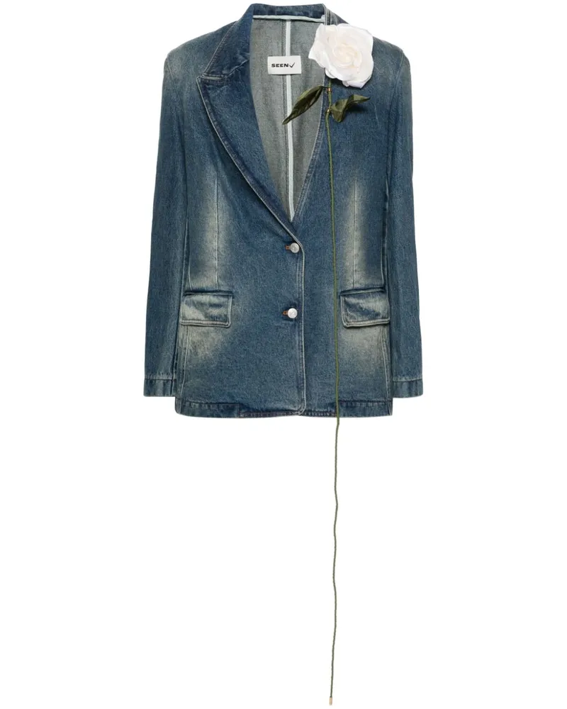 Seen Users Carnivorous Blazer mit Blumenapplikation Blau