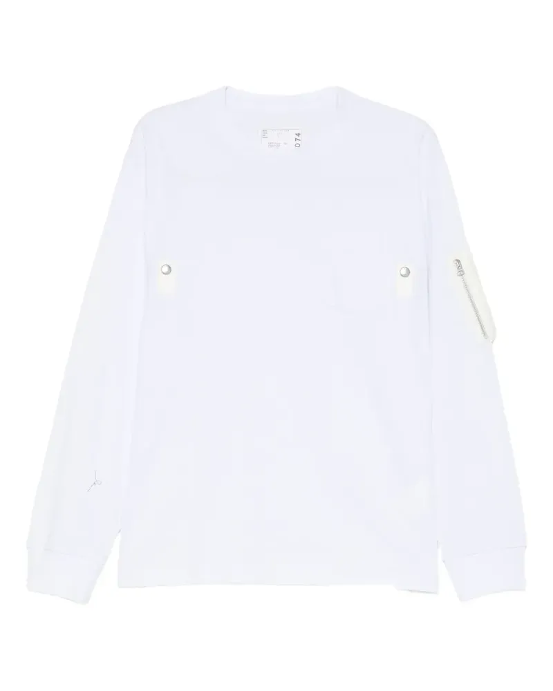 Sacai Langarmshirt mit Taschendetail - Weiß Weiß