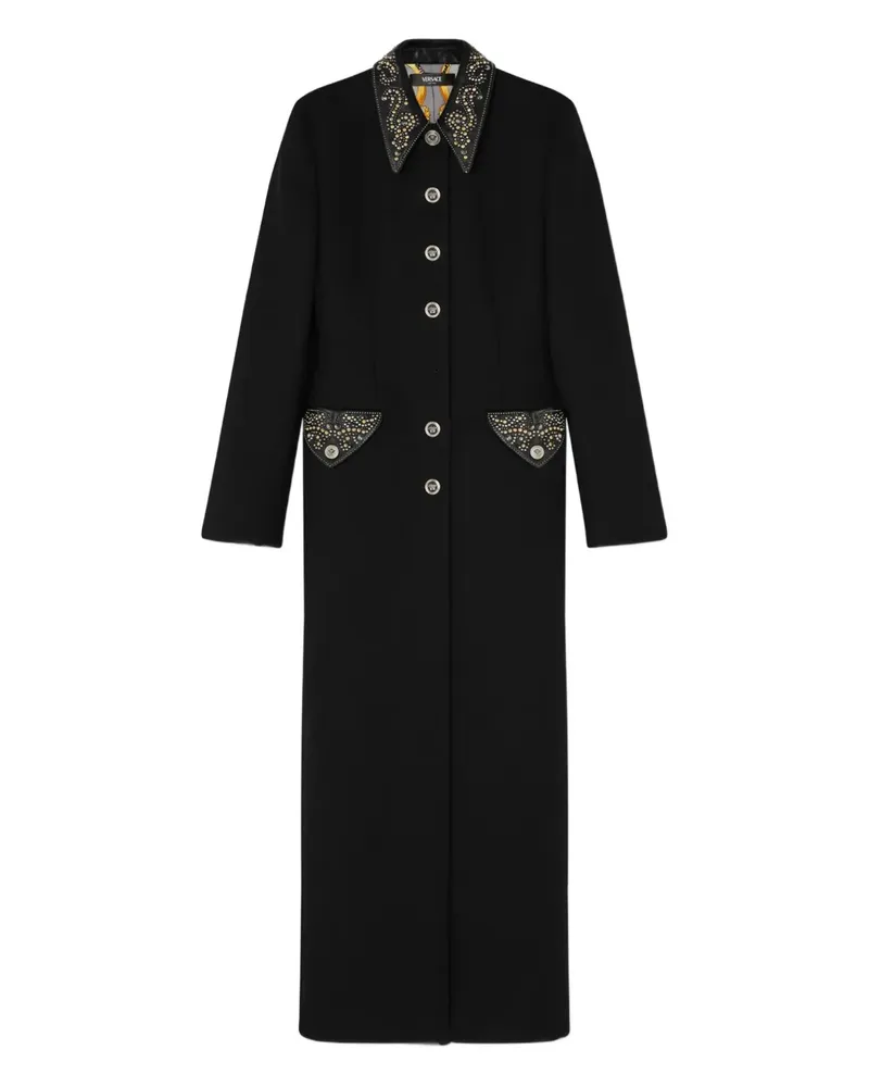 Versace Mantel mit verziertem Kragen - Schwarz Schwarz
