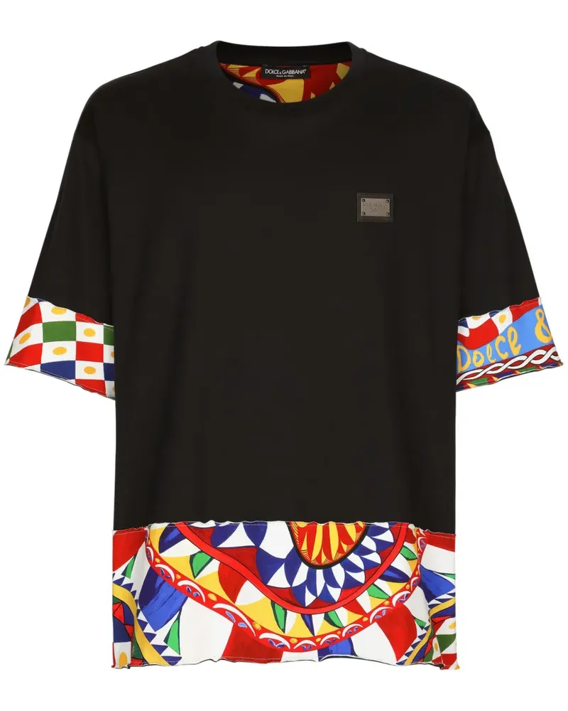 Dolce & Gabbana T-Shirt mit Sicilian Carretto-Print - Schwarz Schwarz