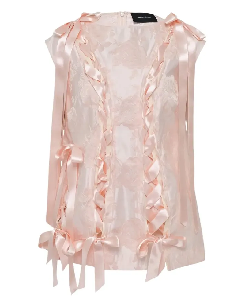 Simone Rocha ribbon brocade unraveling top - Rosa Rosa