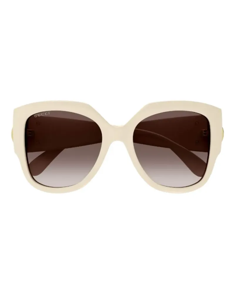 Gucci Interlocking G geometric-frame sunglasses - Nude Nude