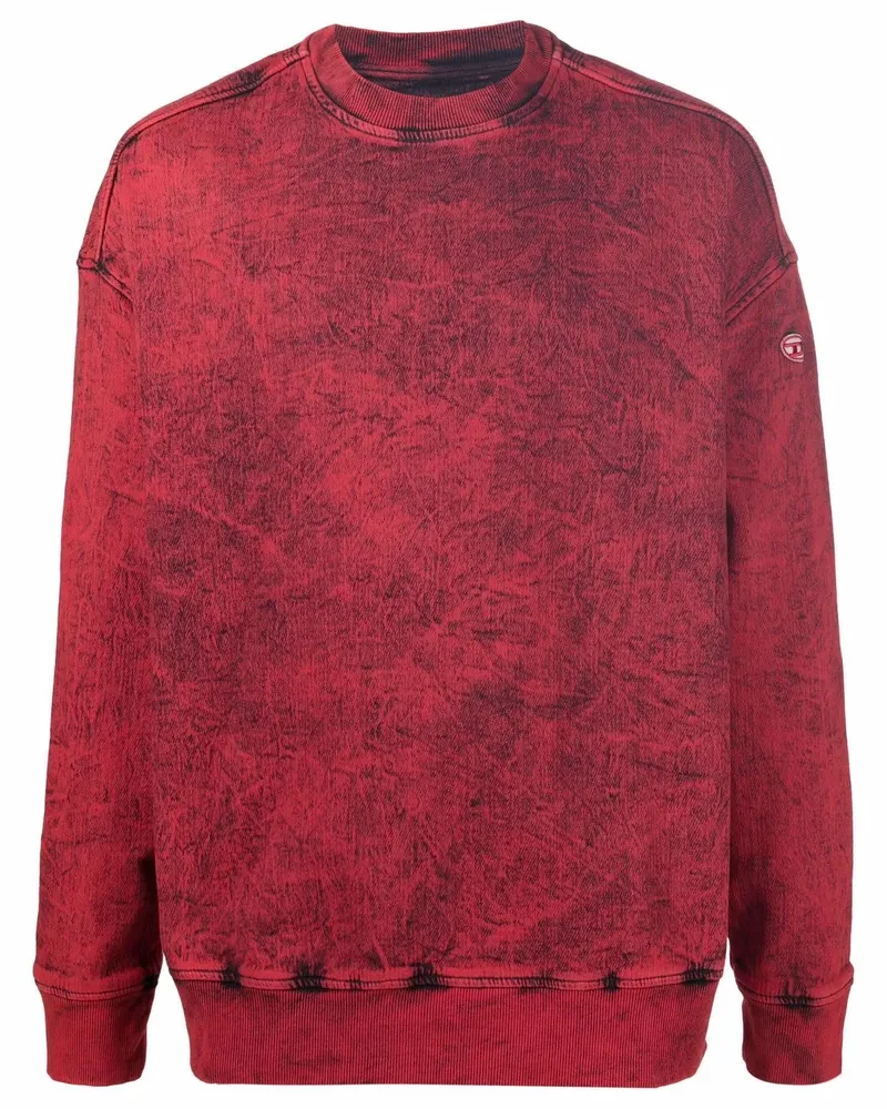 Diesel Sweatshirt mit Acid-Wash-Effekt - Rot Rot
