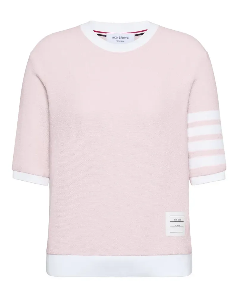 Thom Browne Pique Oberteil mit 4-Streifen-Logo - Rosa Rosa