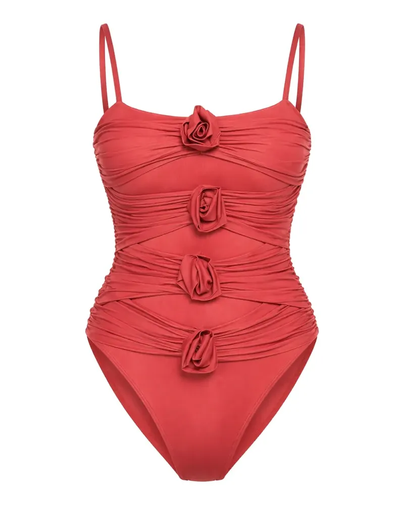 Maygel Coronel floral-appliqué swimsuit - Rot Rot