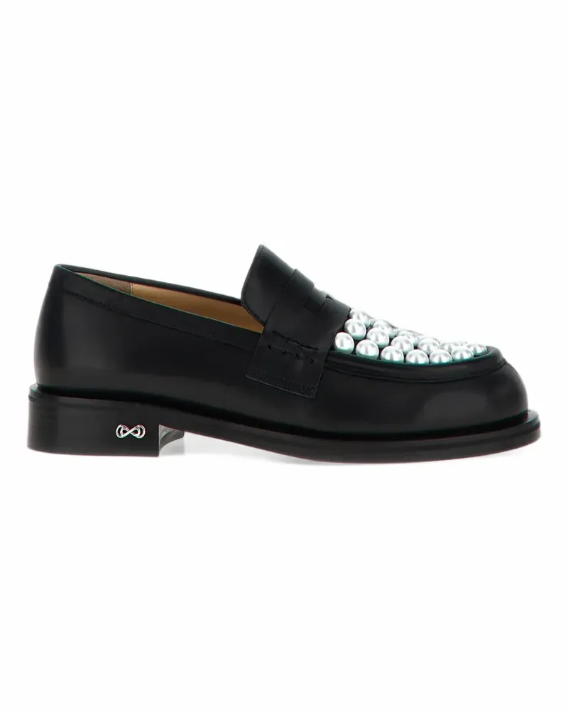 Mach & Mach Loafer mit Perlen - Schwarz Schwarz