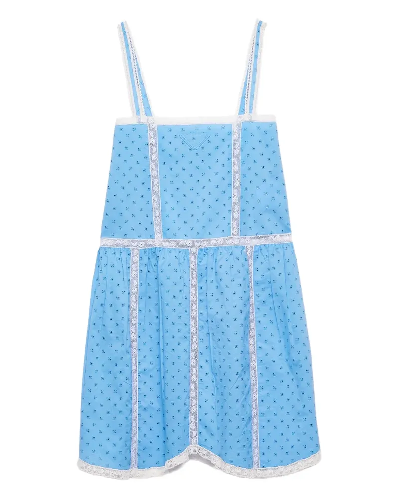 Prada Minikleid mit Logo-Stickerei - Blau Blau