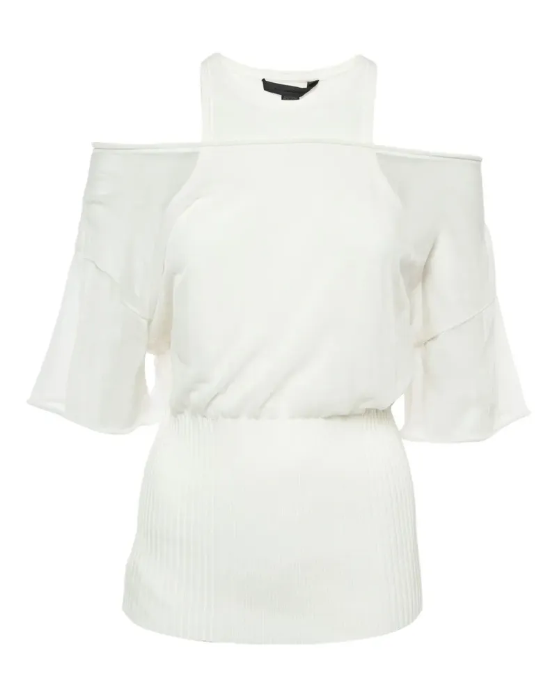 Alexander Wang Schulterfreie Bluse mit geripptem Saum - Weiß Weiß