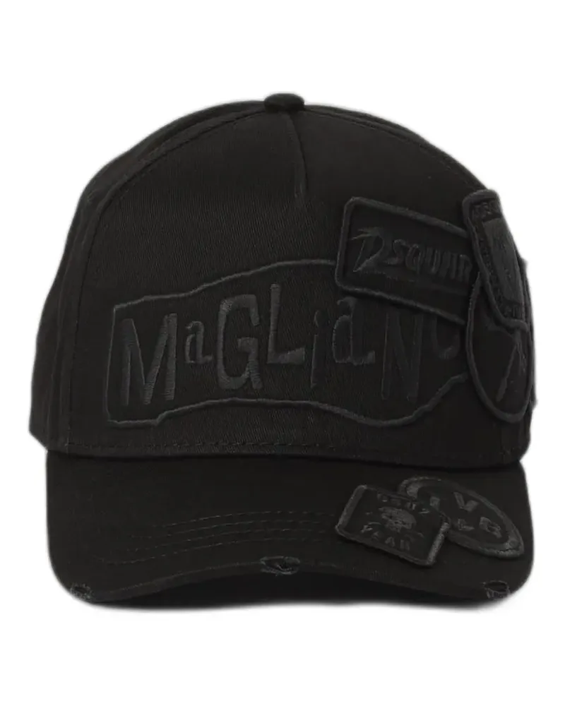 Magliano x Dsquared2 patch-detail distressed-effect baseball cap - Schwarz Schwarz