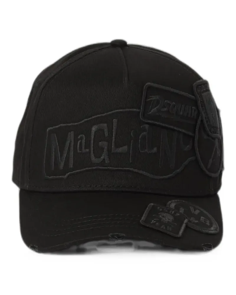 Magliano x Dsquared2 patch-detail distressed-effect baseball cap - Schwarz Schwarz