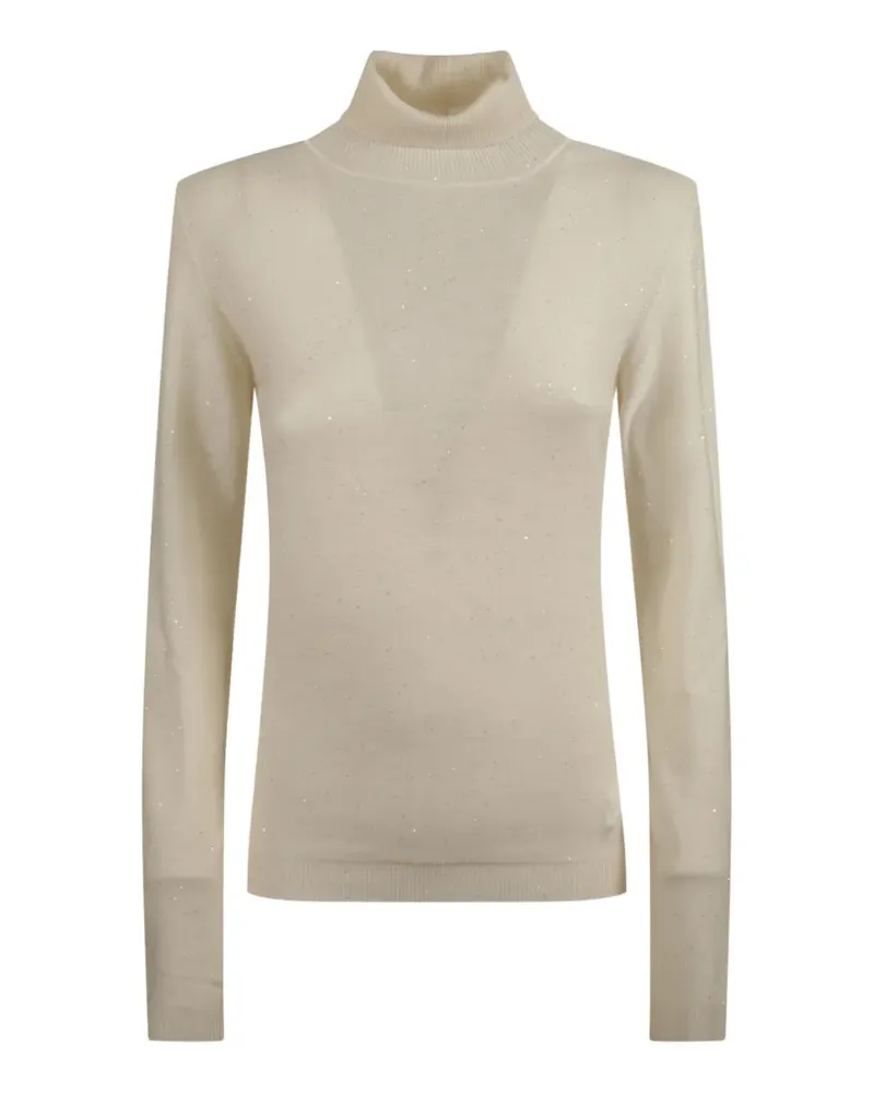 Fabiana Filippi turtle-neck embellished top - Nude Nude