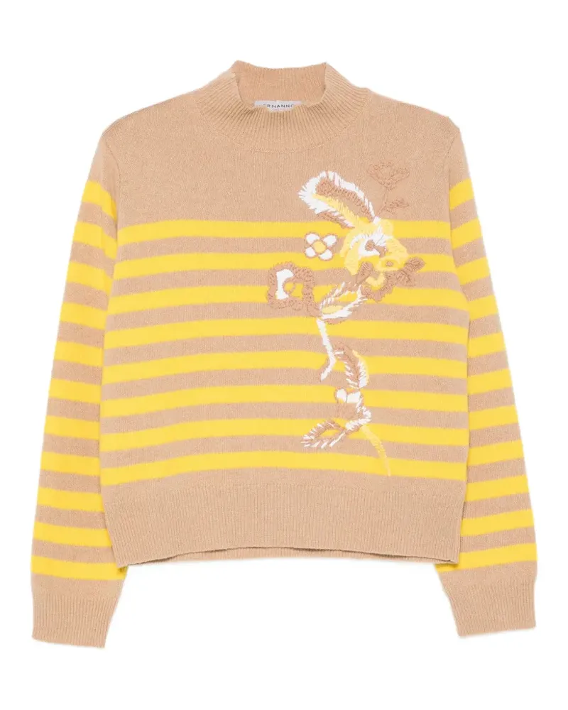 Ermanno Scervino Gestreifter Pullover mit Stickerei - Nude Nude