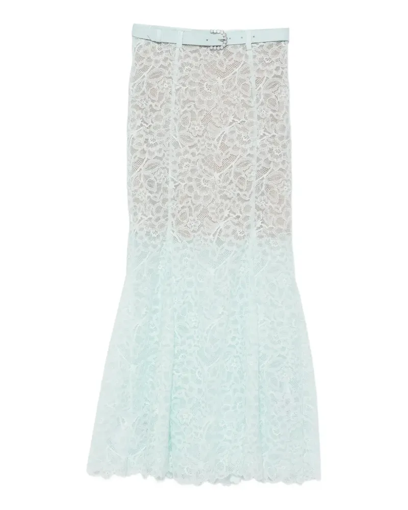 Self-Portrait belted lace-overlay mini skirt - Grün Grün