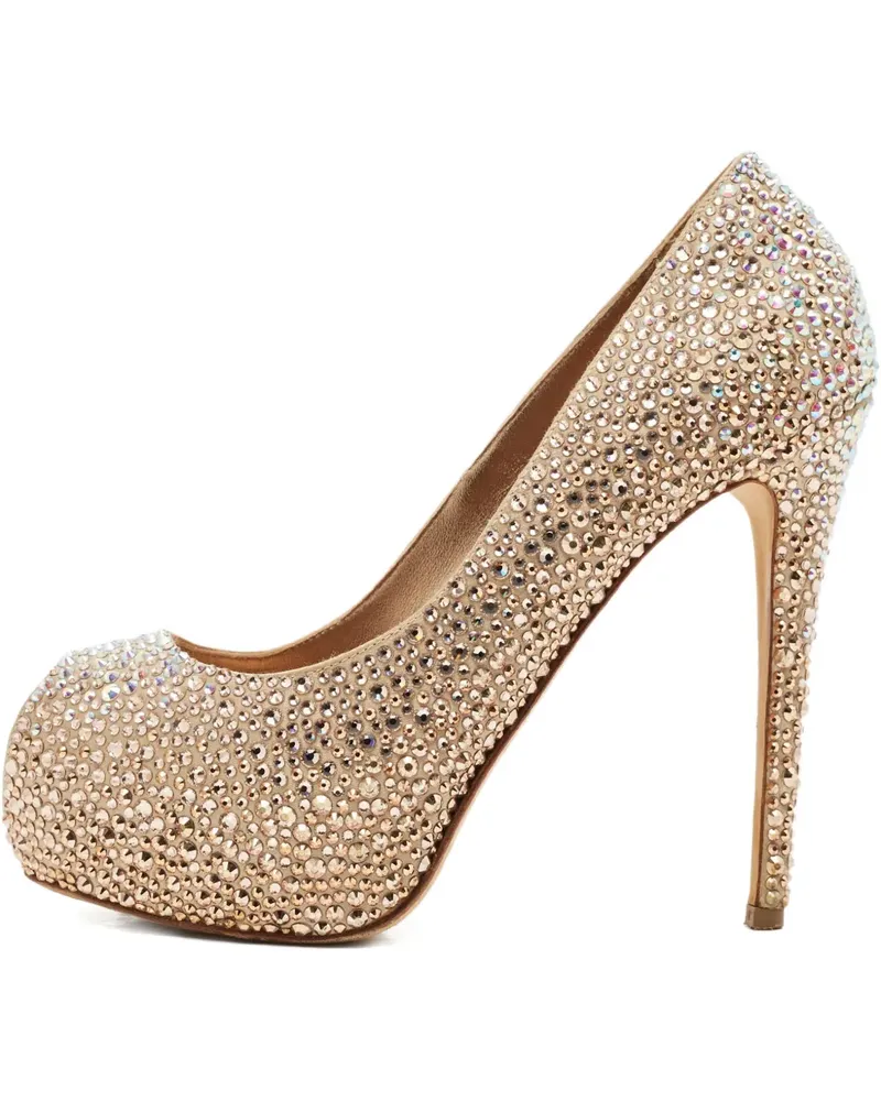 Le Silla Metallic-Pumps mit Kristallen - Nude Nude