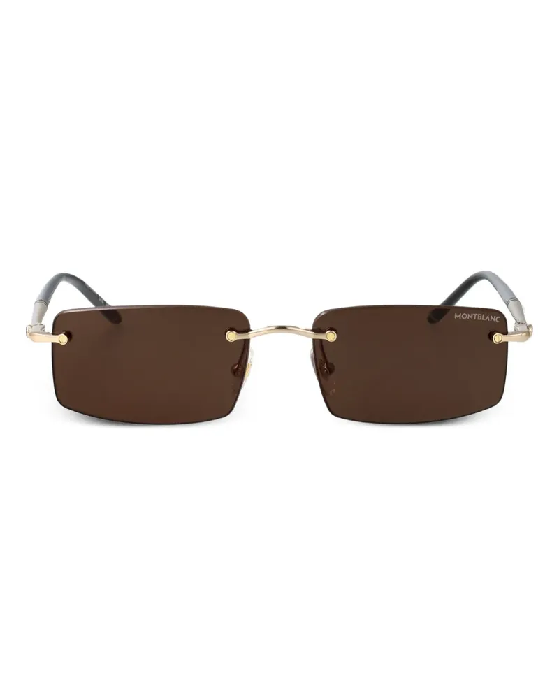 Montblanc Sonnenbrille mit eckigem Gestell - Gold Gold