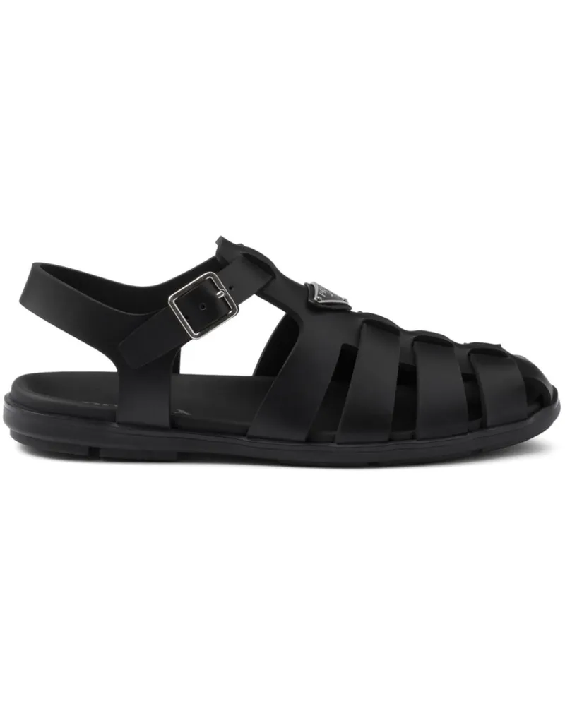 Prada Sandalen mit Triangel-Logo - Schwarz Schwarz