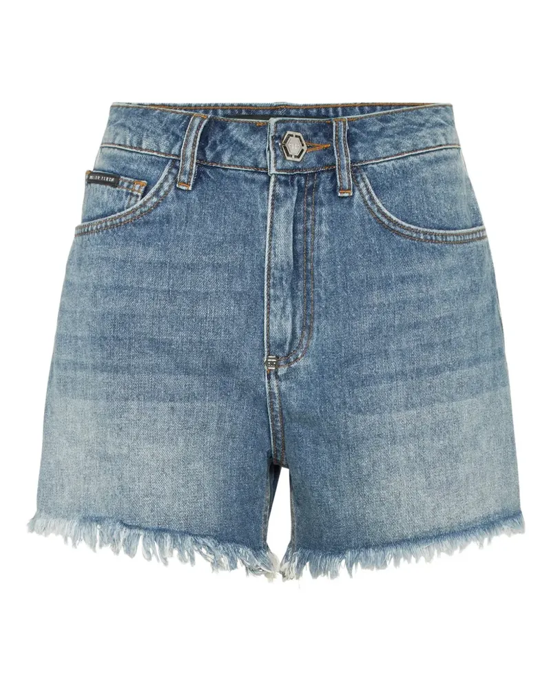 Philipp Plein Jeans-Shorts mit Logo-Stickerei - Blau Blau