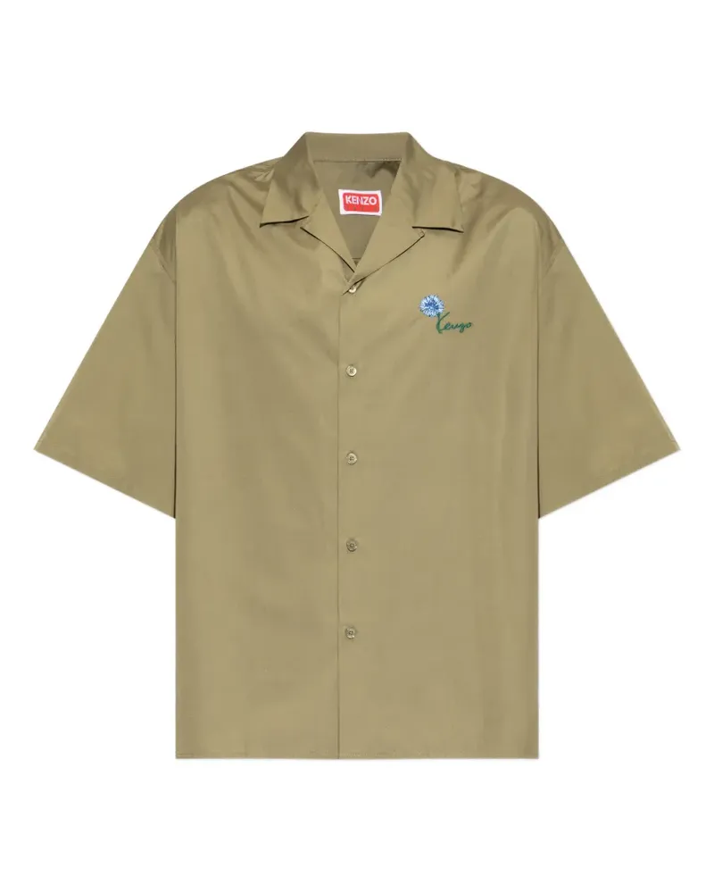 Kenzo tulip-embroidered short-sleeve shirt - Grün Grün