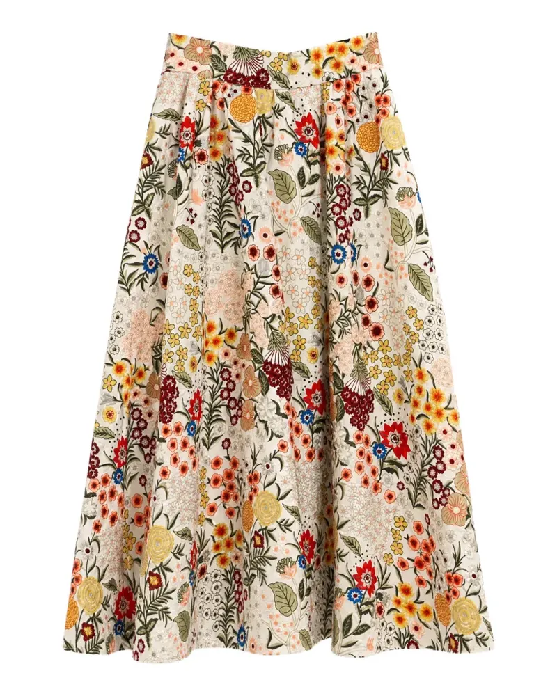 Alice + Olivia Earla Midirock mit Blumenprint - Nude Nude