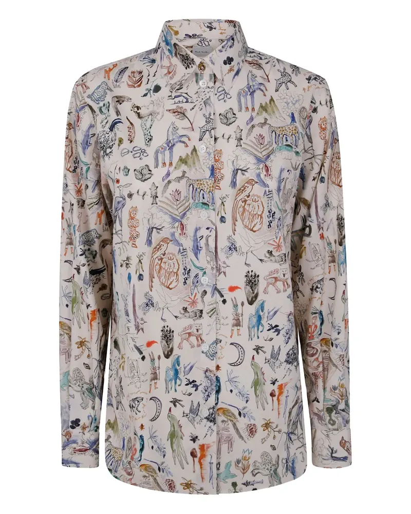 Paul Smith Little Beasts-print cotton shirt - Nude Nude