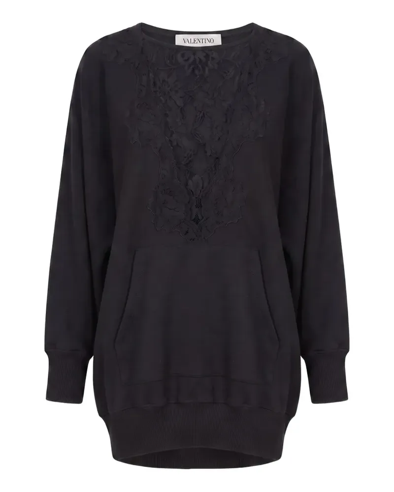 Valentino Garavani lace-panelled drop-shoulder sweatshirt - Schwarz Schwarz