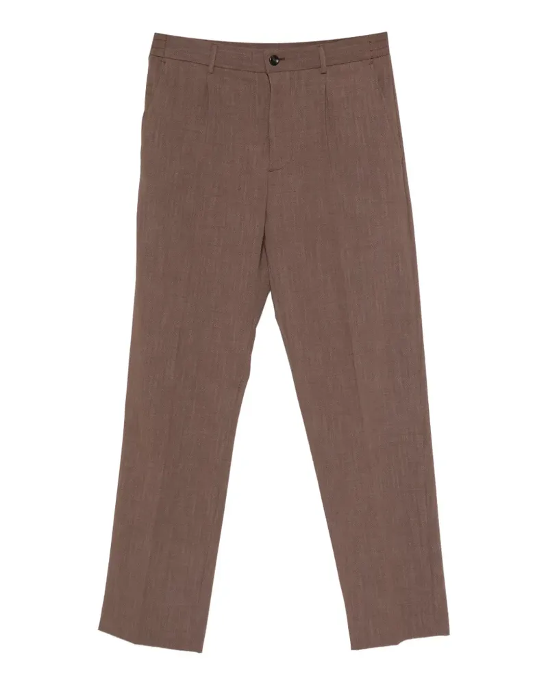 HOSIO herringbone-pattern pleated trousers - Braun Braun