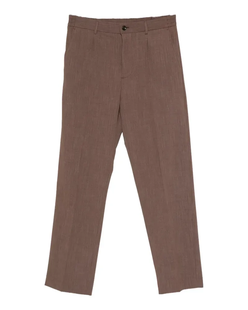 HOSIO herringbone-pattern pleated trousers - Braun Braun