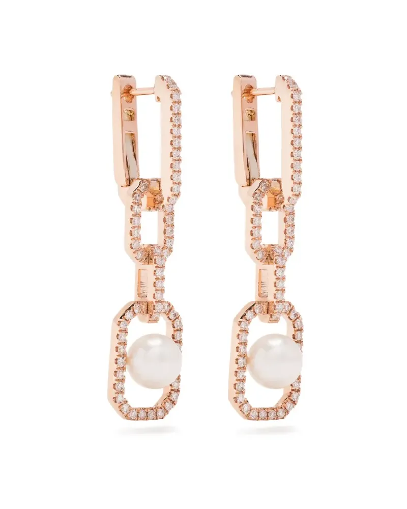 SHAY 18kt Gelbgold-Hängeohrringe mit Diamanten und Perle Gold