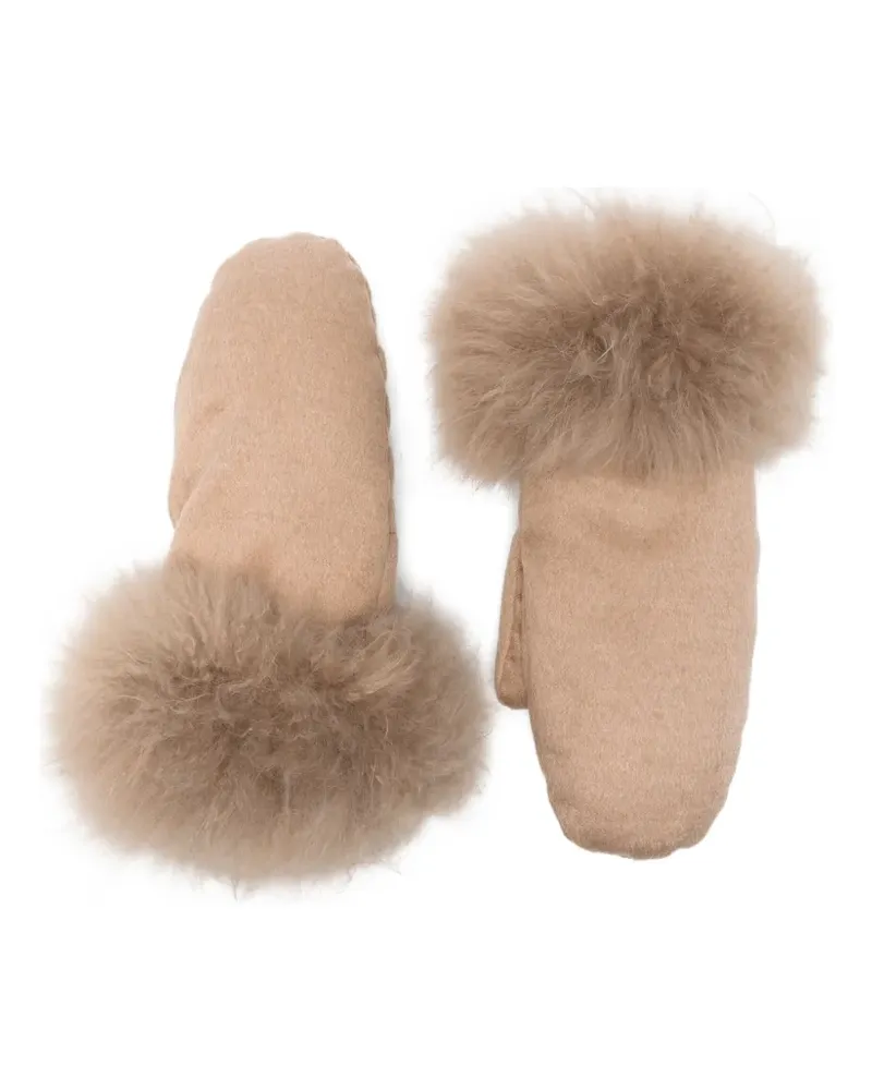 Liska Fäustlinge mit strukturiertem Saum - Nude Nude