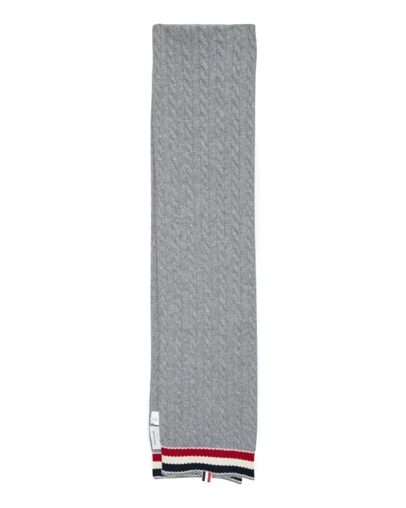 Thom Browne Gerippter Schal mit Zopfmuster - Grau Grau