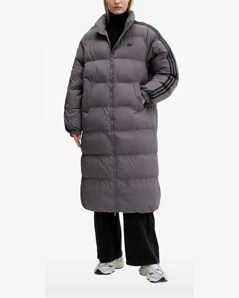 adidas logo-embroidery padded coat - Grau Grau