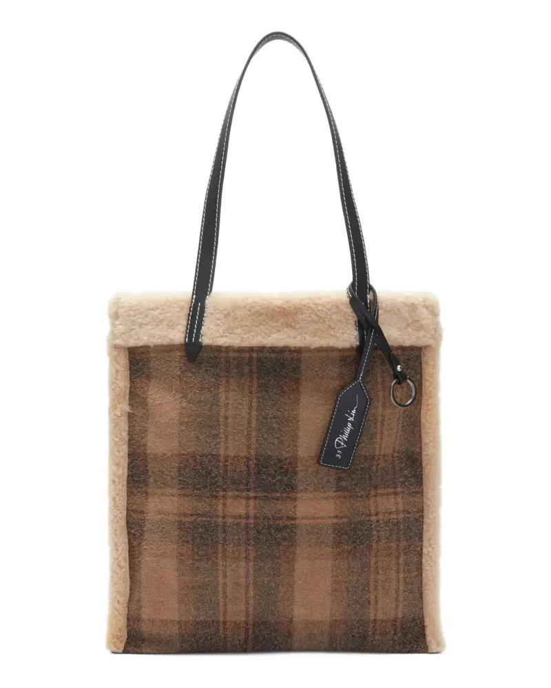 3.1 phillip lim plaid shearling trim tote - Braun Braun