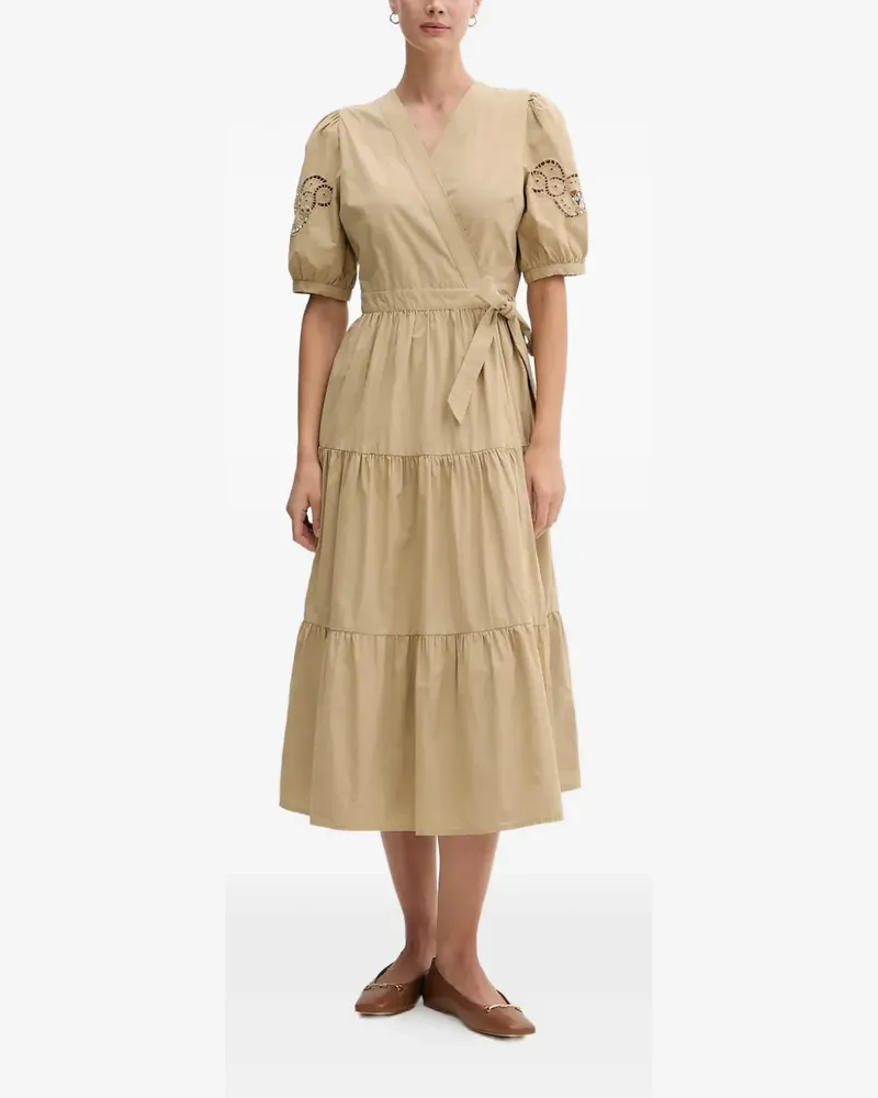 DKNY wrap-detail tiered midi dress - Nude Nude