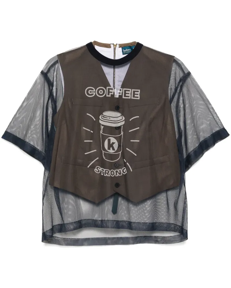 kolor Oberteil mit grafischem Print - Blau Blau