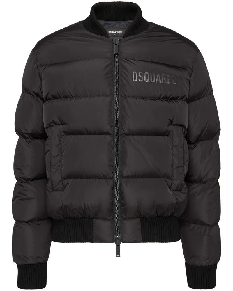 Dsquared2 Gefütterte Jacke mit Logo-Print - Schwarz Schwarz
