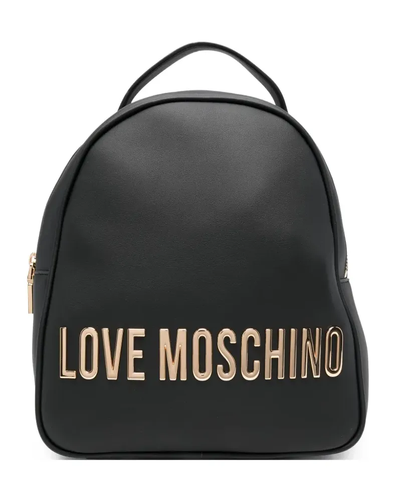 Moschino Rucksack mit Logo-Schild - Schwarz Schwarz