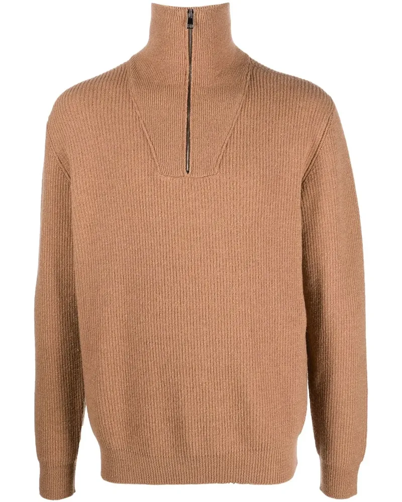 Roberto Collina Gerippter Pullover mit Reißverschluss - Braun Braun