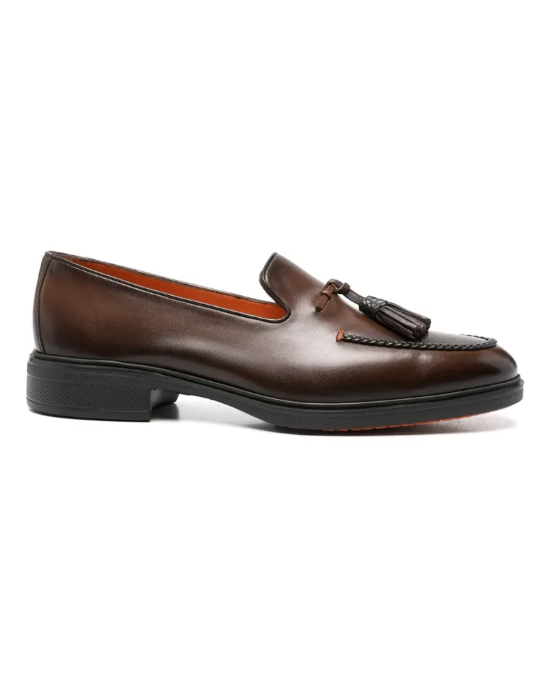 Santoni Loafer mit Flechtbesatz - Braun Braun