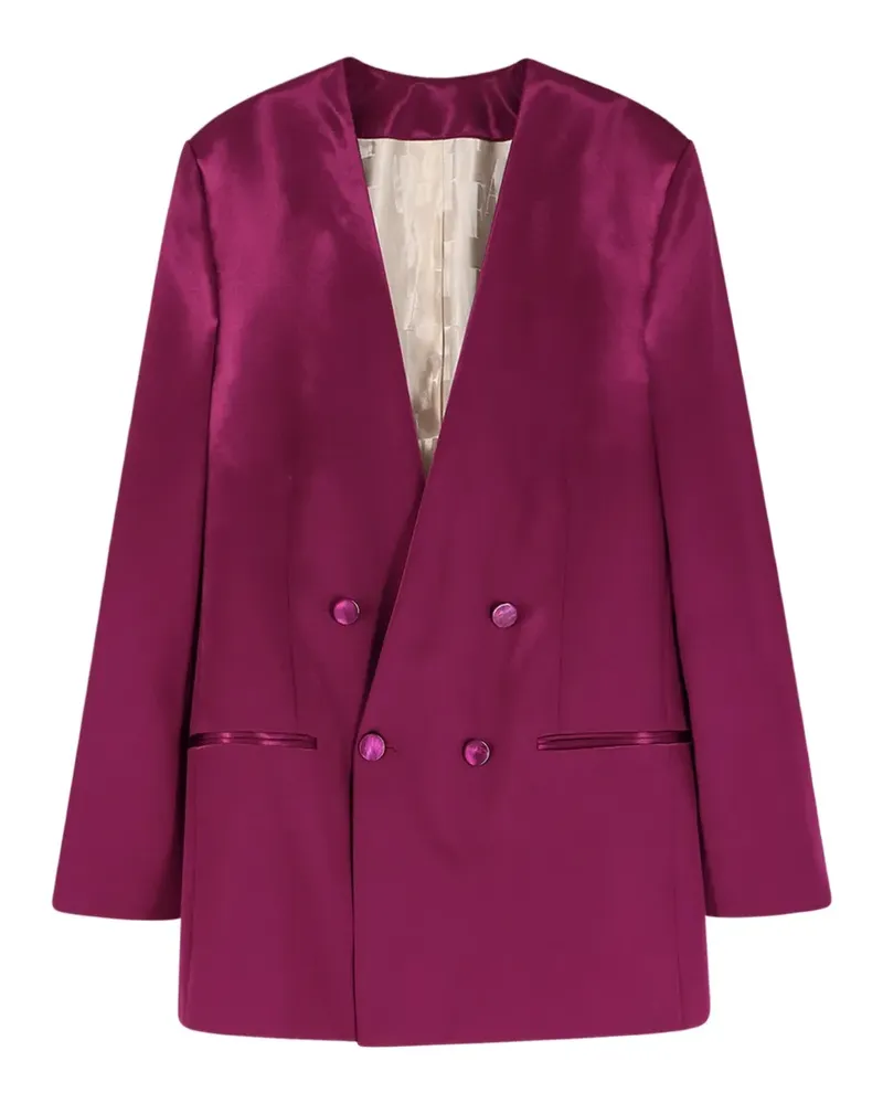 Alberta Ferretti Doppelreihiger Blazer aus Satin - Violett Violett