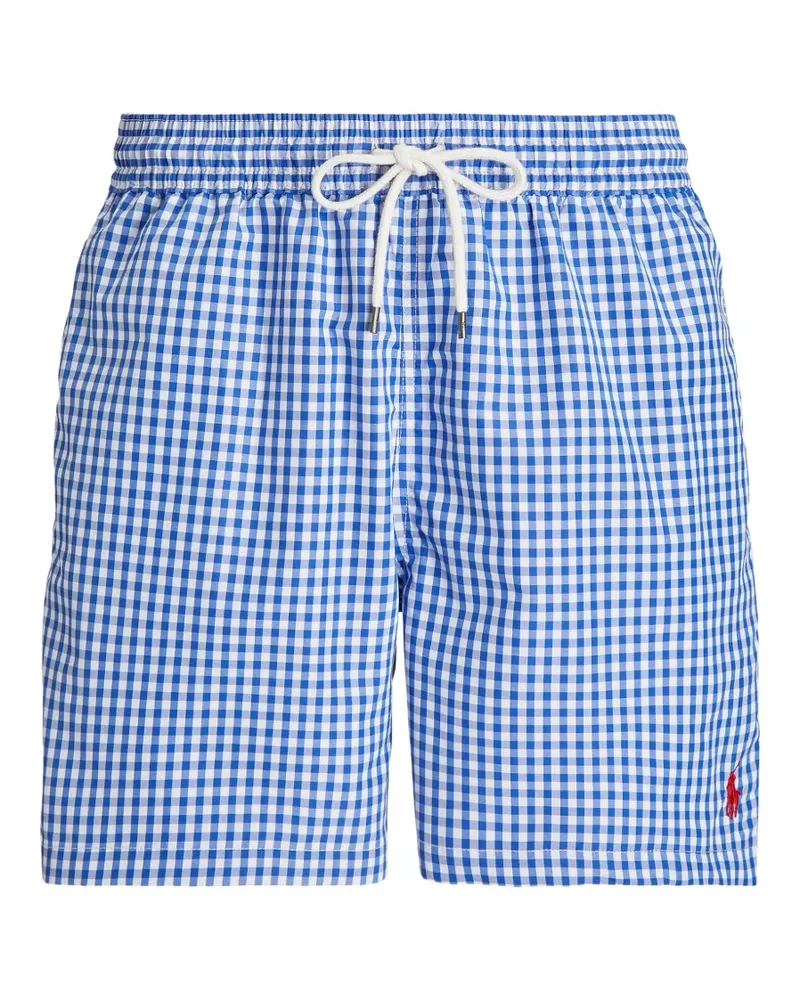 Ralph Lauren gingham embroidered swim trunks - Blau Blau