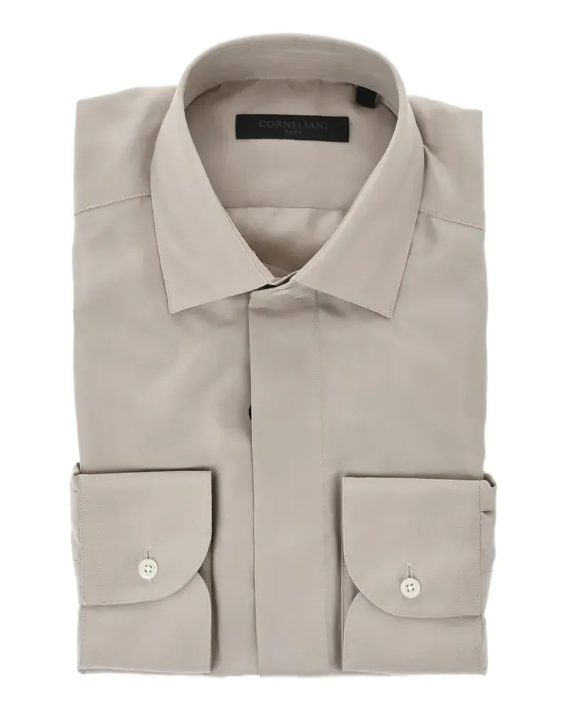Corneliani silk concealed-placket shirt - Nude Nude