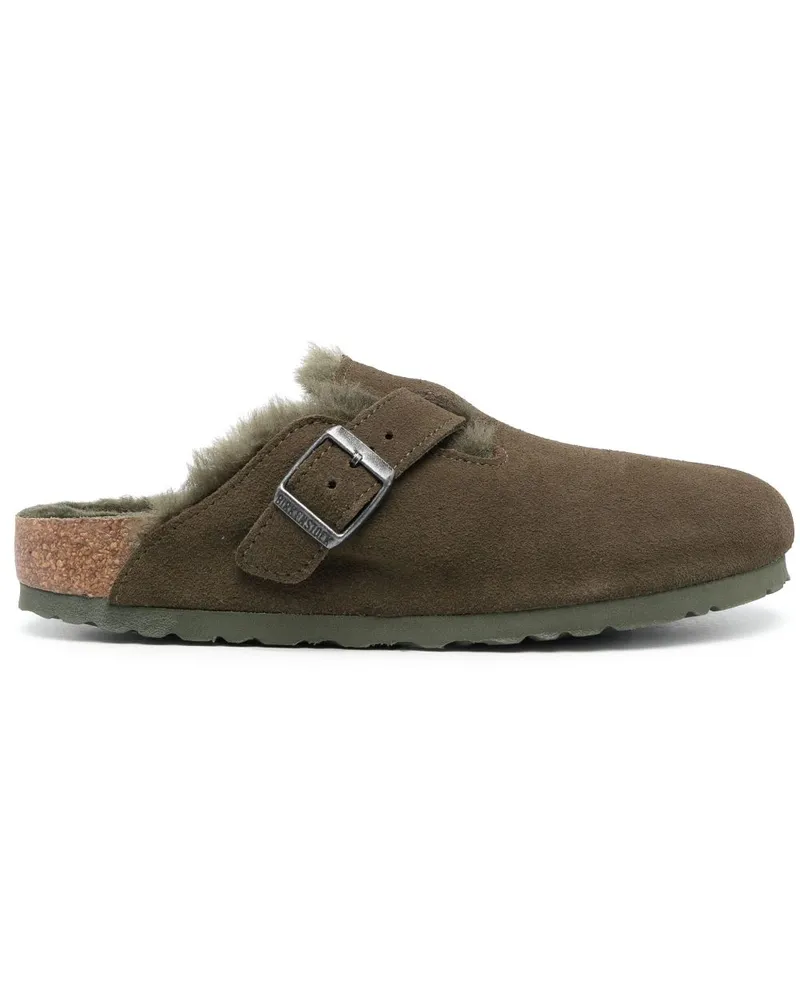 Birkenstock Boston VL Pantoletten aus Wildleder - Grün Grün