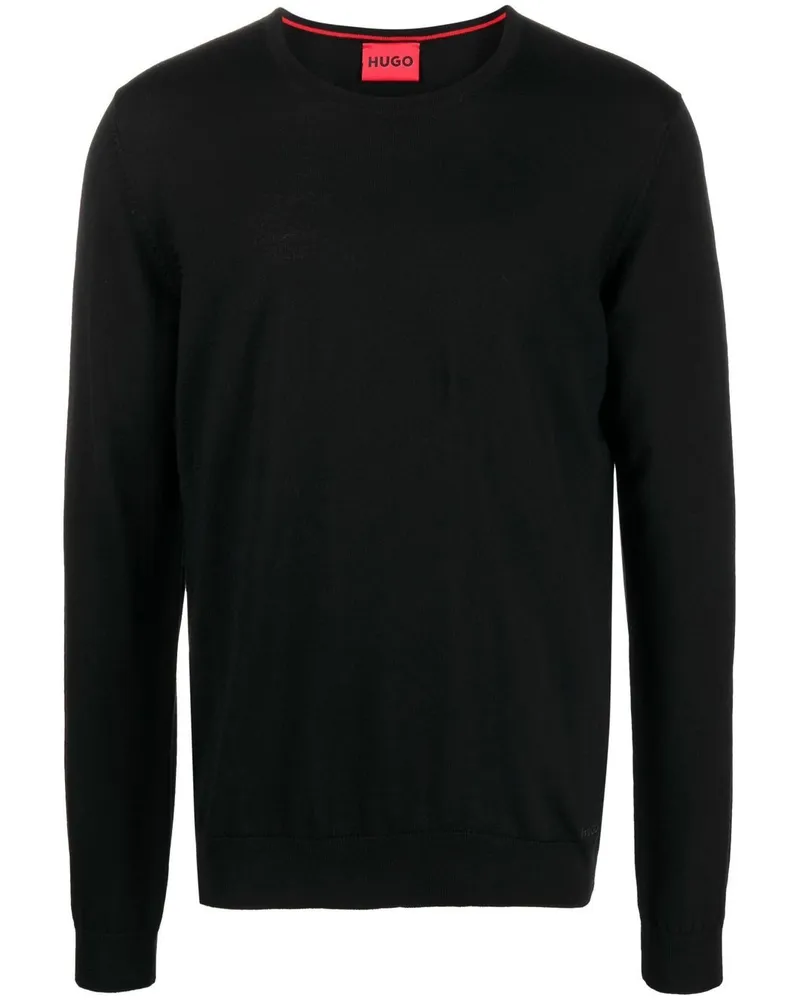 HUGO BOSS Fein gestrickter Pullover - Schwarz Schwarz