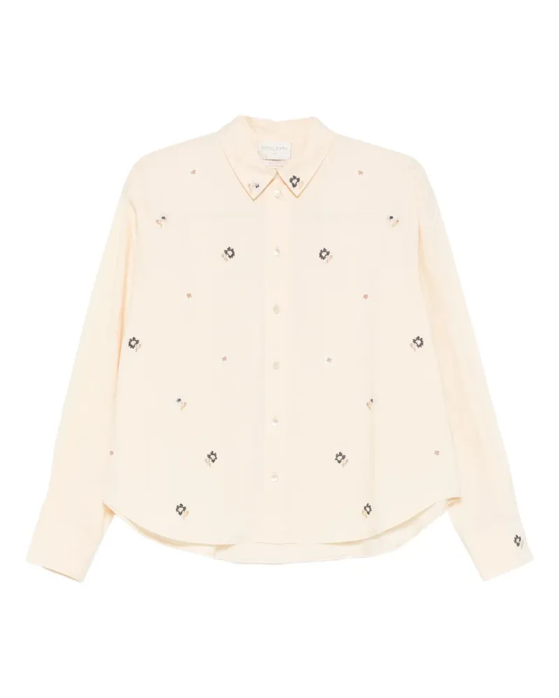 forte_forte Hemd mit Blumenstickerei - Gelb Gelb